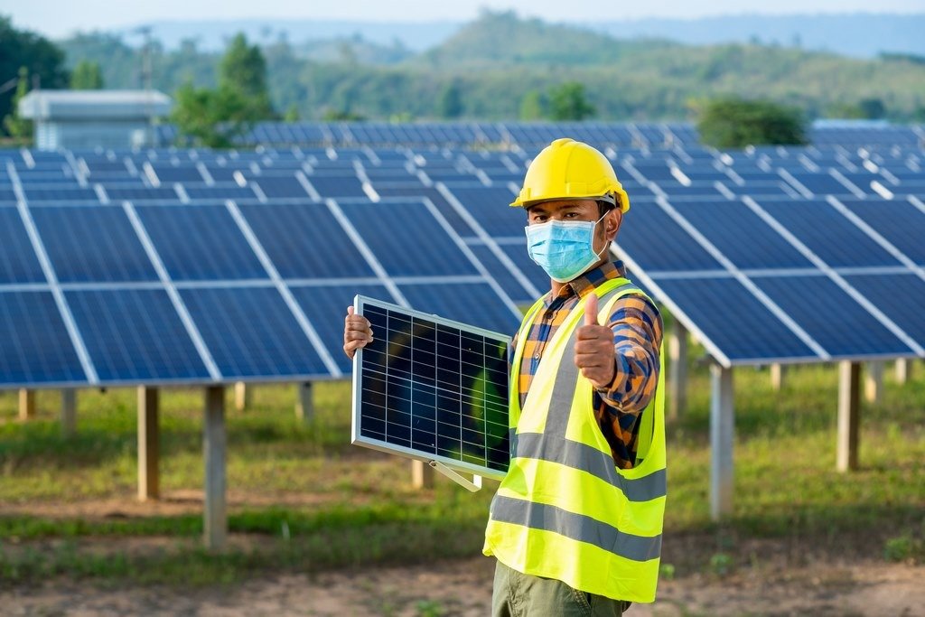 Engineers reviewing EPCF solar project blueprints on construction site" "Solar panels installation under EPCF model in emerging market region" "Diagram showing EPCF process: Engineering, Procurement, Construction, Financing" "Crane lifting solar panel array during EPCF-driven energy project" "Financing meeting for solar farm under EPCF contract model" "Steelbridge Export coordinating logistics for EPCF solar infrastructure" "Workers installing ground-mounted solar panels as part of EPCF project" "Global EPCF project map showing solar developments in Africa and Asia" "Construction progress of utility-scale solar power plant funded through EPCF" "Solar energy project team celebrating successful EPCF implementation"