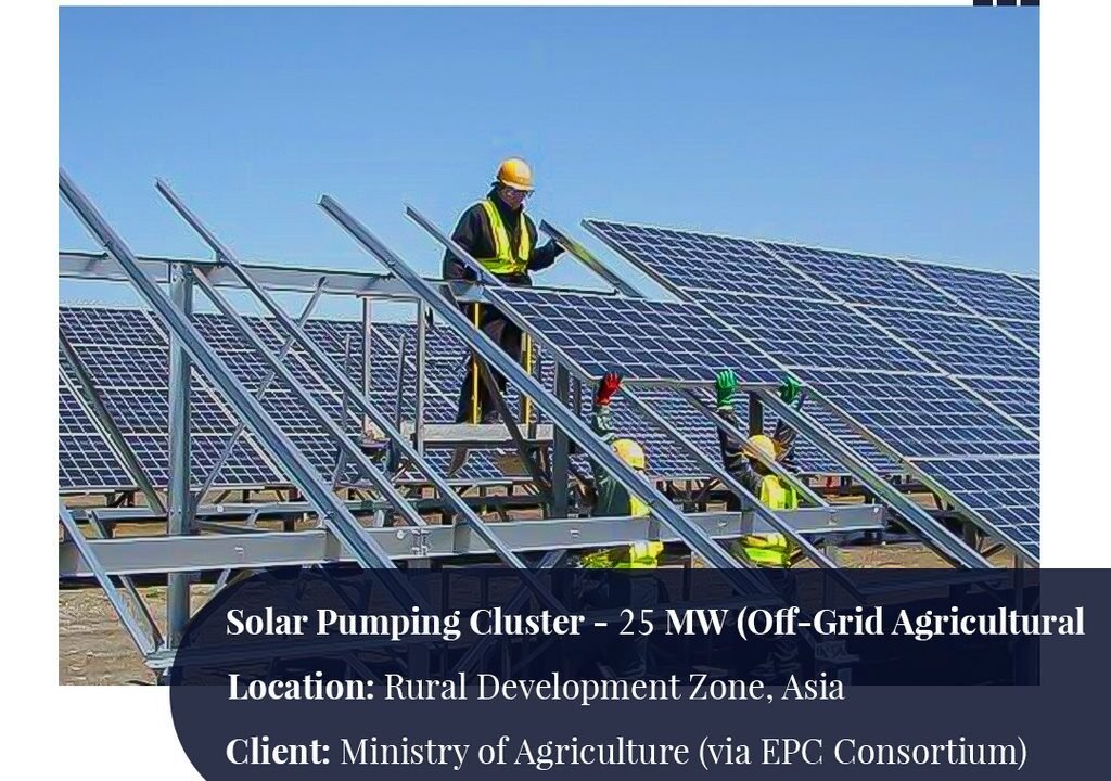 "20 MW GCC solar plant with HJT panels and sand-resistant mounting structures ensuring durable desert performance."