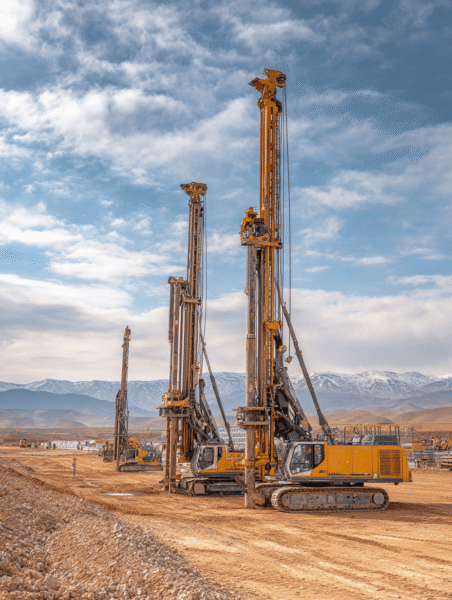 Pile drivers supplied by Steelbridge Export for the Kaig Solar Power Plant in Turkey, enhancing photovoltaic installation efficiency in 2025.