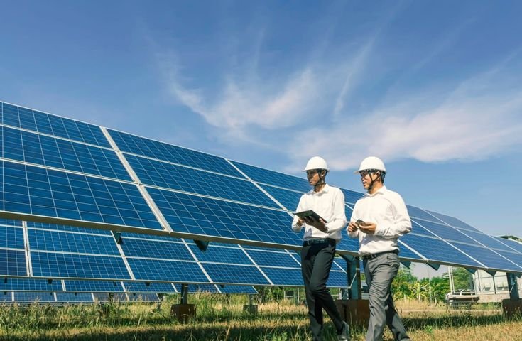 Solar panels under cloudy sky showing sustainable energy production — provided by Steelbridge Export, trusted solar energy supplier.