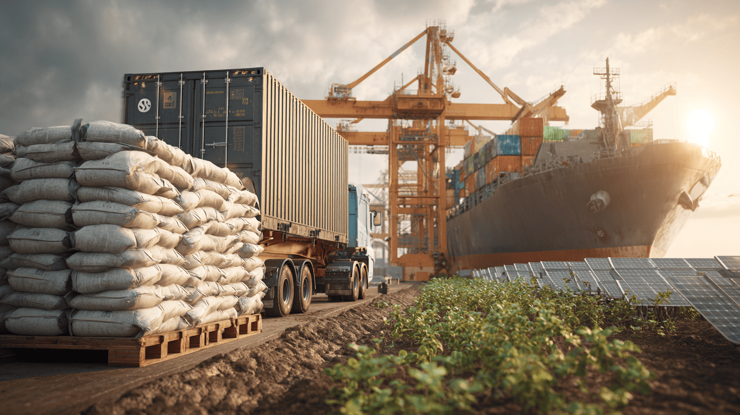 DAP fertilizer shipment from Steelbridge Export to India, supporting sustainable agriculture and global fertilizer distribution in 2025.