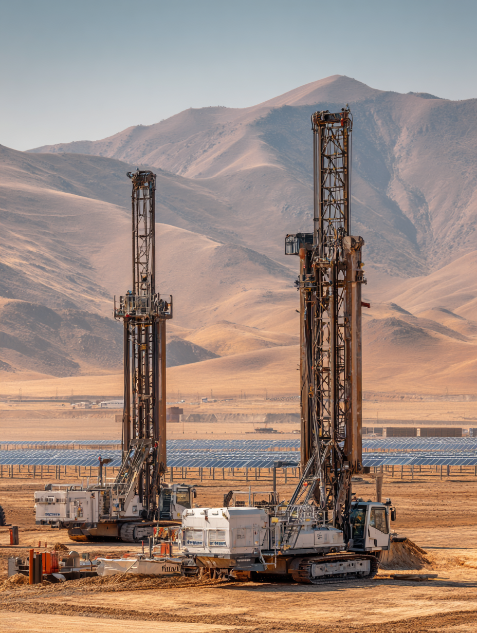 Pile drivers supplied by Steelbridge Export for the Kaig Solar Power Plant in Turkey, enhancing photovoltaic installation efficiency in 2025.