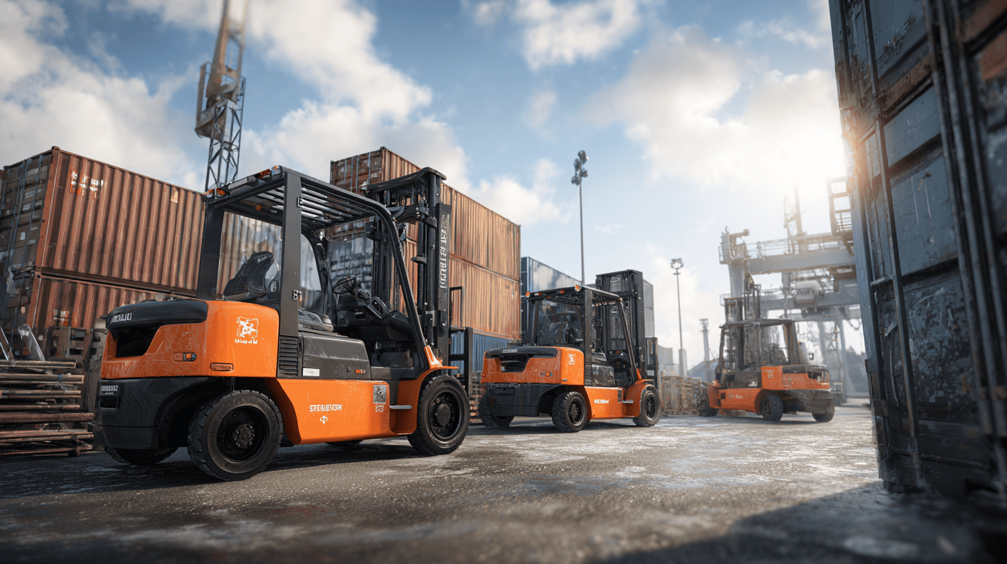 Industrial forklifts exported to Turkey by Steelbridge Export for logistics and infrastructure projects in 2025.