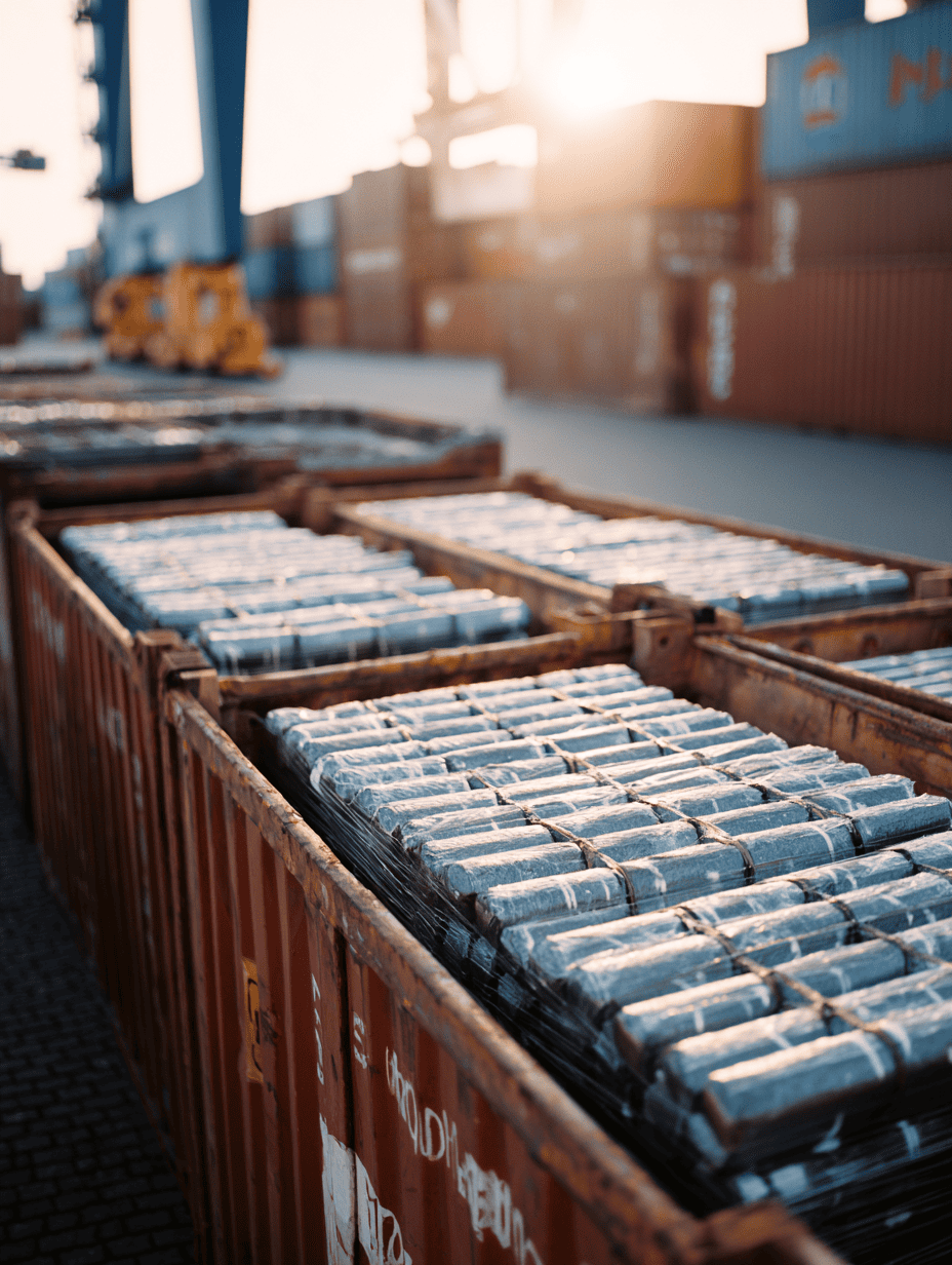 Nickel export shipment to China by Steelbridge Export, supporting steel production and clean energy battery manufacturing in 2025.